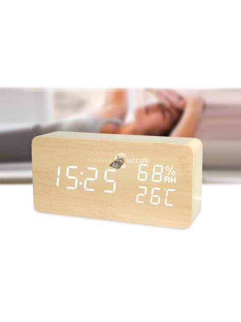 Digitális ébresztőóra hőmérséklet és pára jelzővel