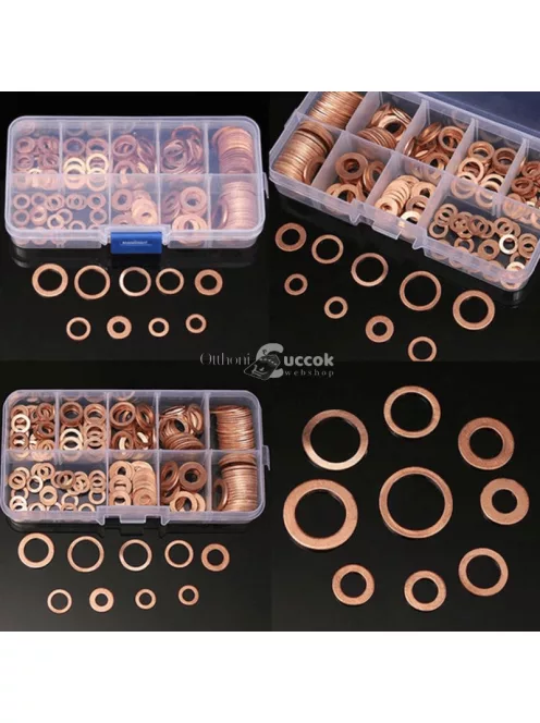 Réz tömítő alátét, 200 db, átlátszó tárolóban