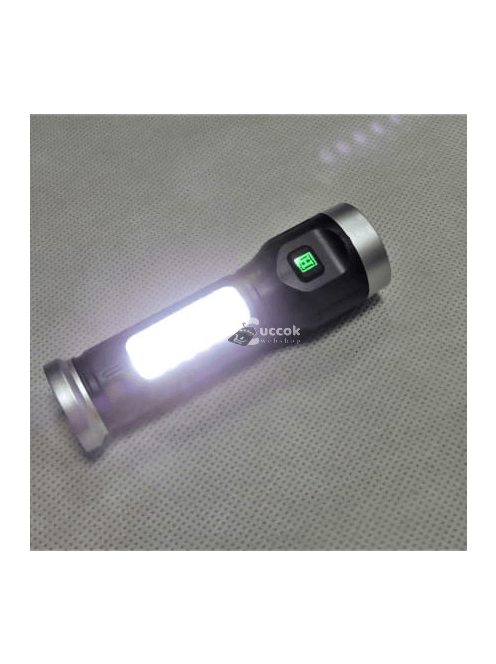 Újratölthető zseblámpa + COB lámpa, 500 mAh