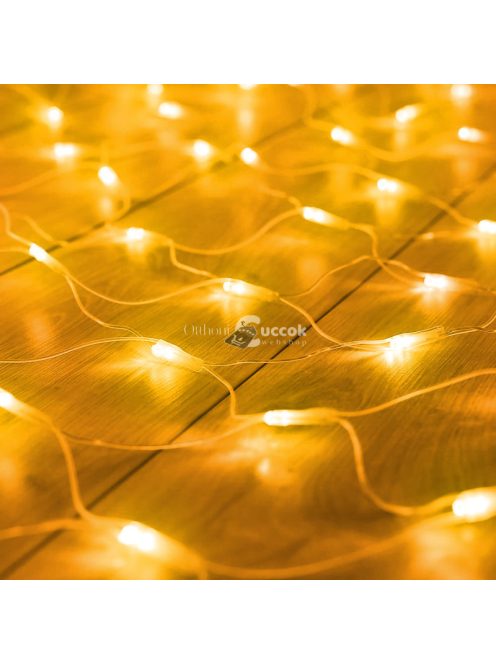 Távirányítós LED-es fényháló - 100 db melegfehér LED-del (1,5 x 1,5 m)