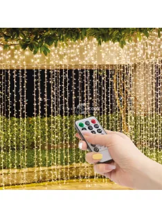   Távirányítós fényfüggöny - 300 db melegfehér LED-del (3 × 3 m)