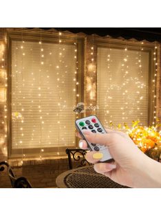  Távirányítós fényfüggöny - 100 db melegfehér LED-del (3 × 1 m)