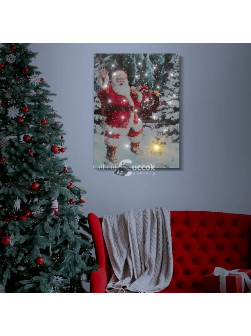 Télapó karácsonyi LED-es fali hangulatkép, 30x40 cm