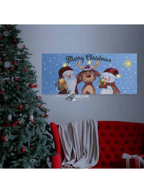 Merry Christmas karácsonyi LED hangulatkép, 70x30 cm