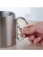 Rozsdamentes acél utazópohár ezüst karabinerrel