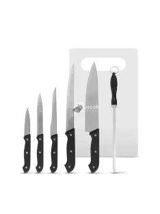 Konyhai késkészlet - élezővel és vágódeszkával