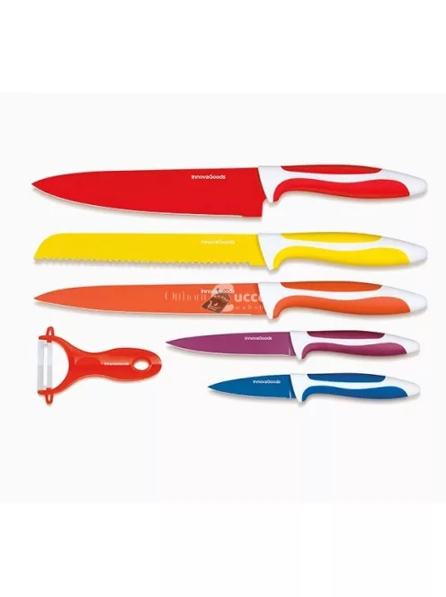 InnovaGoods 5 darabos kerámia bevonatú késkészlet hámozóval