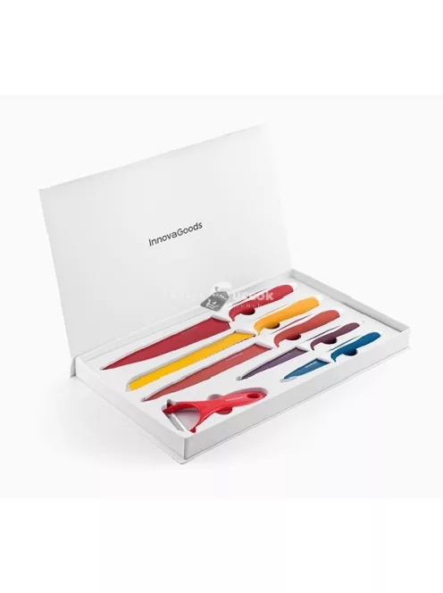 InnovaGoods 5 darabos kerámia bevonatú késkészlet hámozóval