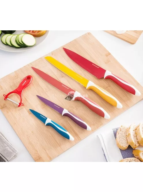 InnovaGoods 5 darabos kerámia bevonatú késkészlet hámozóval