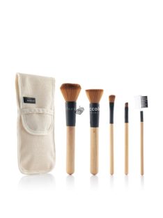   Fából készült sminkecset készlet hordtáskával 5 darabos