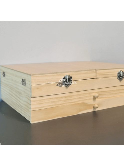 Festő szett stílusos fa tartóban, 83 db-os