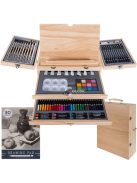 Festő szett stílusos fa tartóban, 83 db-os