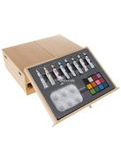 Festő szett stílusos fa tartóban, 83 db-os