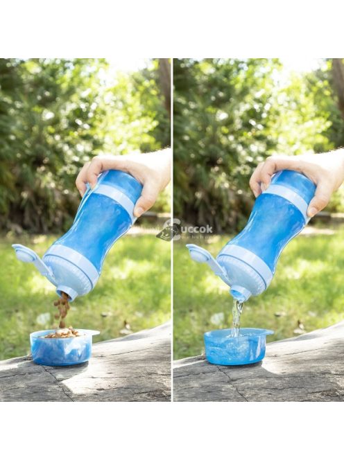 2 az 1-ben palack víz és-, eledeltartókkal háziállatok számára