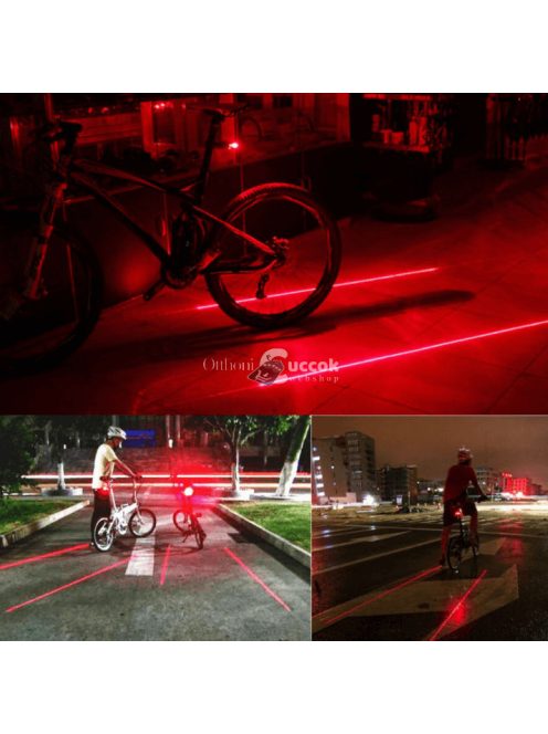 Hátsó kerékpár LED lámpa lézerrel