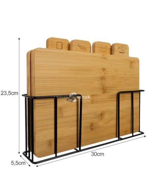 4 db-os bambusz deszka szett állvánnyal