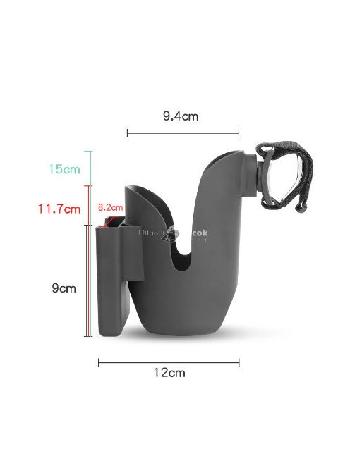 Babakocsi pohár-, és telefontartó