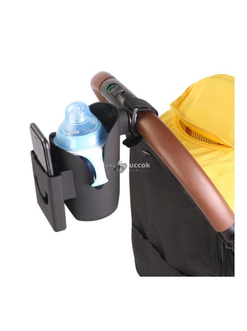 Babakocsi pohár-, és telefontartó