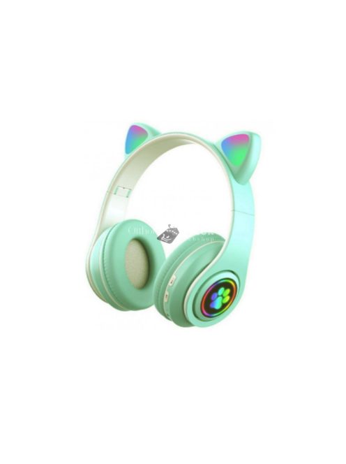 Cicafüles vezeték nélküli fejhallgató – zöld