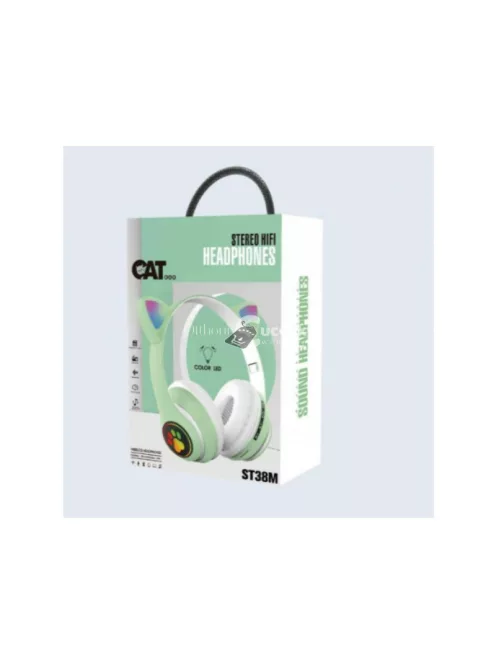 Cicafüles vezeték nélküli fejhallgató – zöld