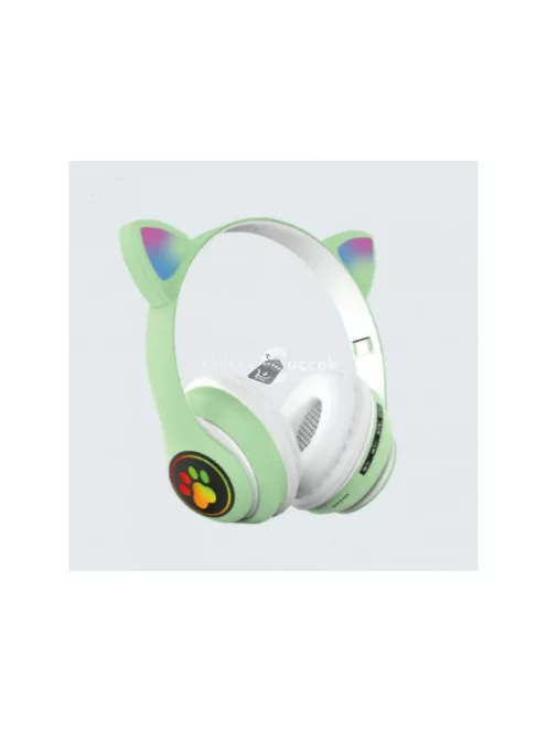 Cicafüles vezeték nélküli fejhallgató – zöld