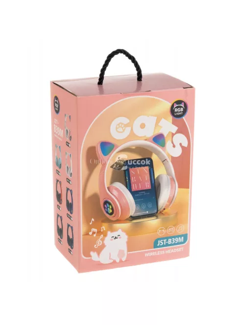 Cicafüles vezeték nélküli fejhallgató - fekete