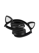 Cicafüles vezeték nélküli fejhallgató - fekete