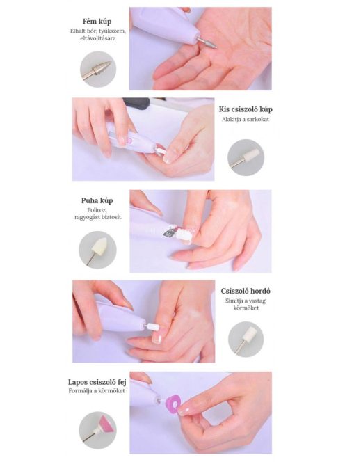 Műköröm csiszoló gép, manikűr, pedikűr készlet