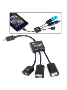 3 az 1-ben Micro USB HUB DUPLA USB 2.0 OTG ADAPTER