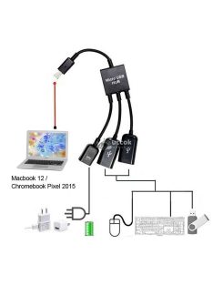 3 az 1-ben Micro USB HUB DUPLA USB 2.0 OTG ADAPTER