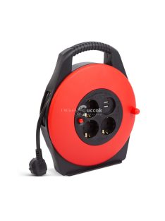   Delight Kábeldob műanyag tartóval - 3 x 1,5 mm² - 2 x USB - 10 m