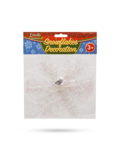 Family Hópehely karácsonyfadísz - csillogó - 15 cm - 6 db / csomag