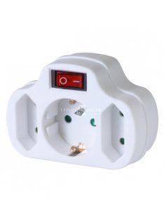   Hálózati elosztó, kapcsolós 3 aljzat ( 1 földelt + 2 euró )