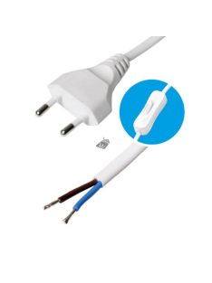   Hálózati csatlakozókábel kapcsolóval, 2x0,75, 2m, ónozott véggel