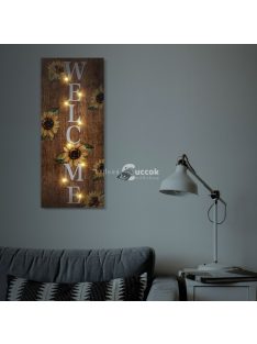   Family LED-es hangulatkép - Welcome - fali akasztóval, 2 x AA, 30 x 70 cm