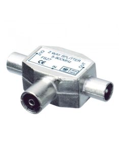 Koax elosztó, 1 aljzat - 2 dugó, fém