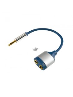   Audió elosztó, 3,5 mm fém sztereó dugó-2x3,5 mm fém sztereó aljzat, 0,15 m