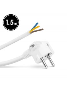   Delight Hálózati szerelhető tápkábel dugóval - 1,5 m kábellel - 3 x 1,5 mm² - fehér