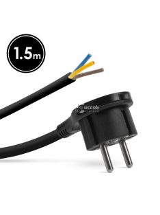   Delight Hálózati szerelhető tápkábel dugóval - műanyag füllel - 1,5 m kábellel - 3 x 1,5 mm2 - fekete