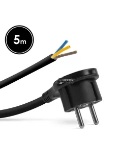  Delight Szerelhető hálózati dugó - műanyag füllel - 5 m kábellel - 3 x 1,5 mm2 - fekete