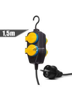   Delight Kültéri elosztó fedéllel - 1,5 m - 4 x 230V - 3 x 1,5 mm2, gumi - IP44