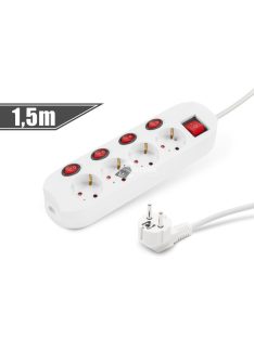   Delight 4-es elosztó - 4+1 kapcsolóval - 250 V • 16 A - 1,5 m