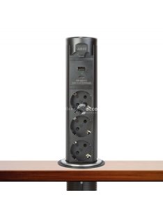   Delight Motoros rejtett elosztó - 'Touchcontrol' - 3-as + USB + Type-C - fekete