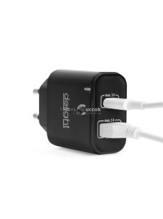   Delight Hálózati Adapter USB + Type-C PD20W gyorstöltéssel - fekete