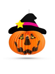   Family Halloween-i tökös lampion - kalapban - akasztható - 26 cm