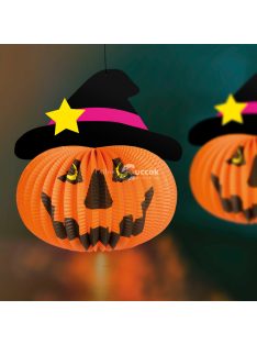   Family Halloween-i tökös lampion - kalapban - akasztható - 26 cm