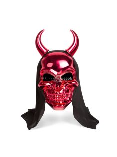   Family Fényes koponya maszk - piros ördög - felnőtt méret - 16 x 30 cm