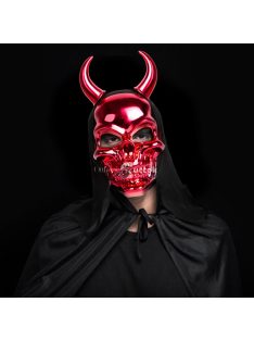   Family Fényes koponya maszk - piros ördög - felnőtt méret - 16 x 30 cm