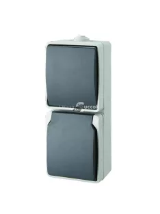   AQUATOP 9878H falon kívüli váltókapcsoló és csatlakozóaljzat, 1 billenő, 1 aljzat, függőleges elhelyezkedés, 10 A/16 A, IP54, sz