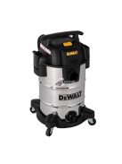 DeWALT DXV30SAPTA száraz-nedves porszívó, rozsdamentes váz, készülékcsatlakozóval, 30 liter, 15 Kpa, 37,8 l/s, 8 tartozék, 1050 